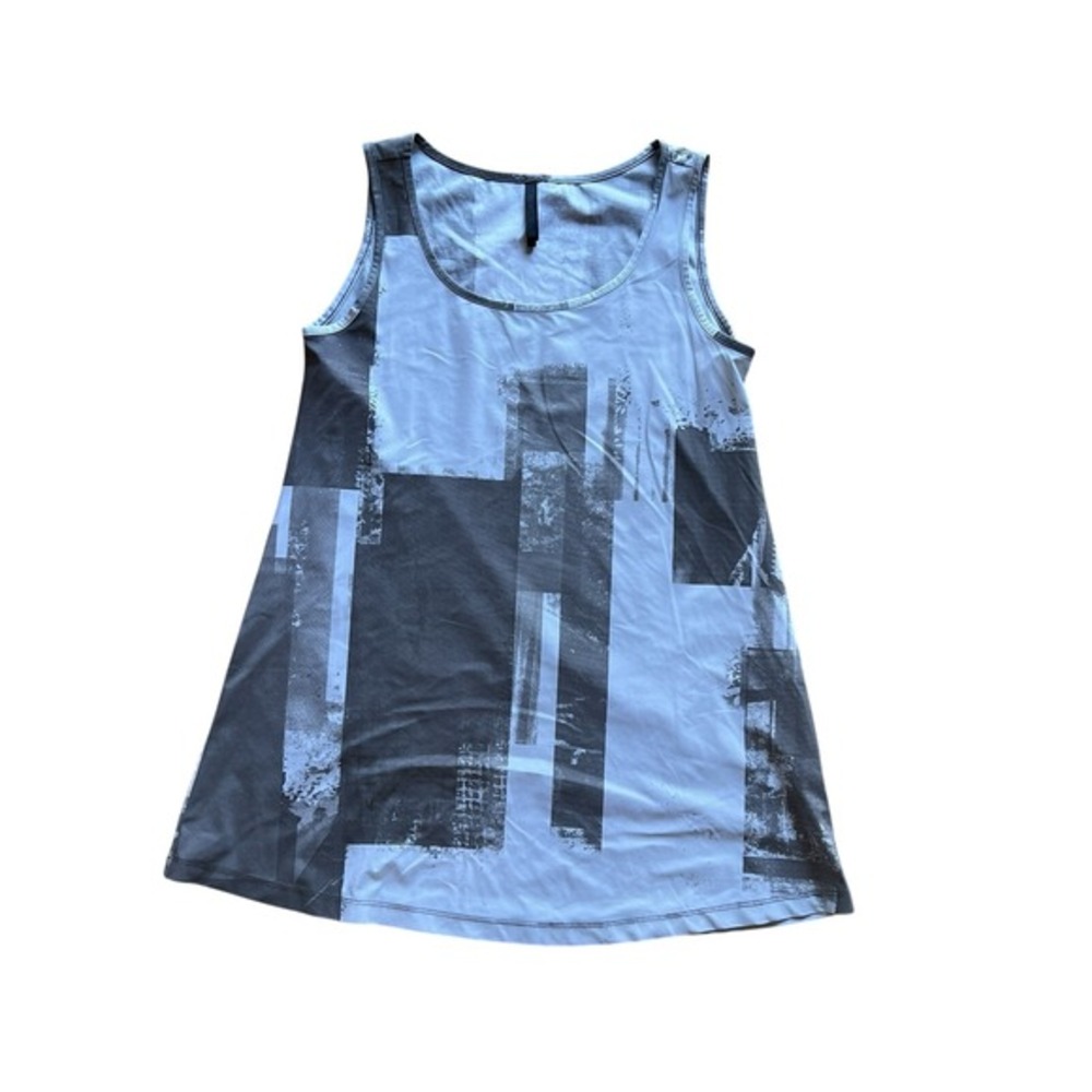 Porto‎ San Francisco Tank Top Sz 0 Stretch Jersey Gray Taupe Artsy Pattern Tunic